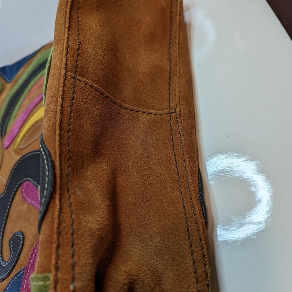 Lucky Brand Leather patchwork multi-colour purse shoulder bag Bohemian - Picture 7 of 16